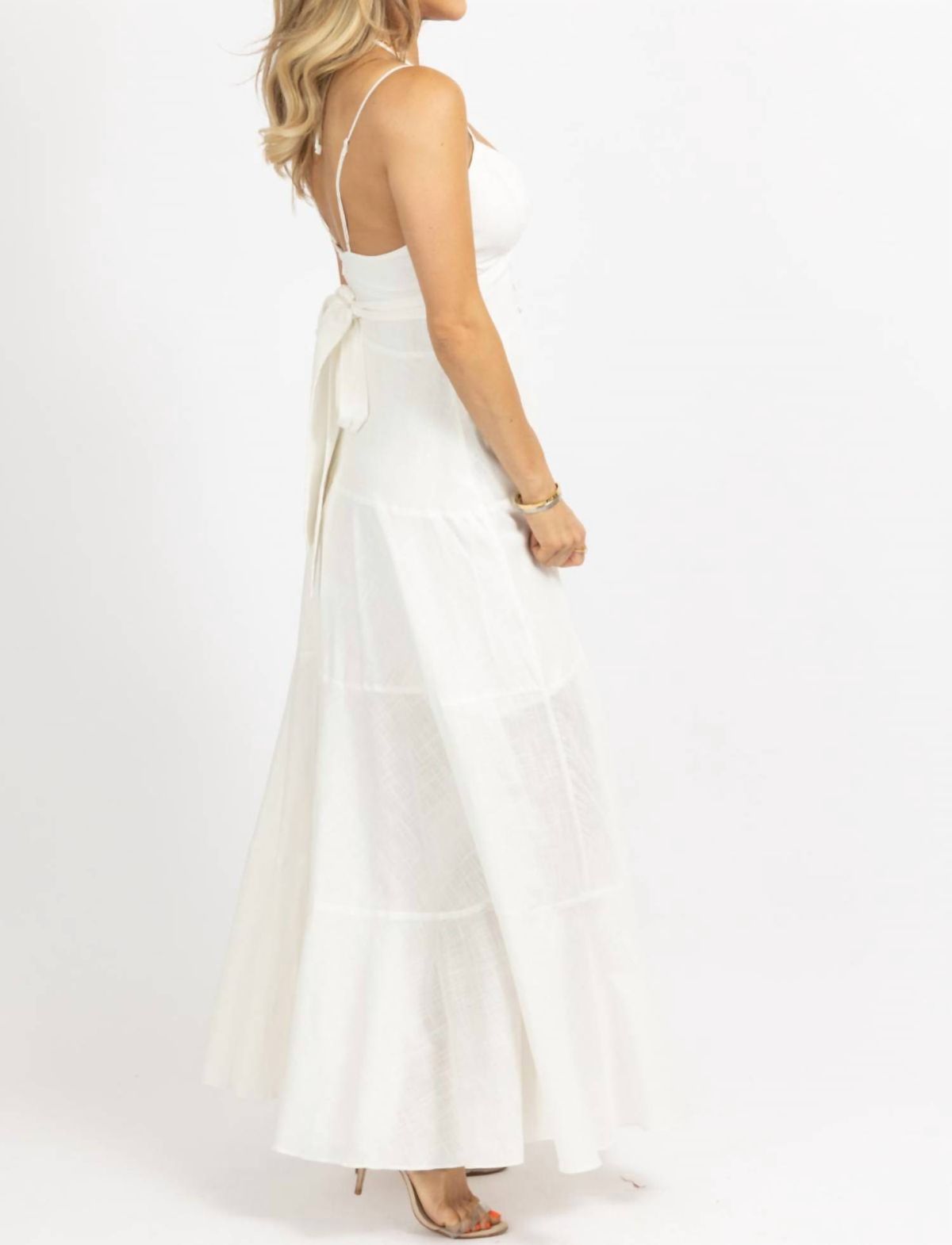 Style 1-3851145792-2696 LUXXEL Size L Halter White Side Slit Dress on Queenly