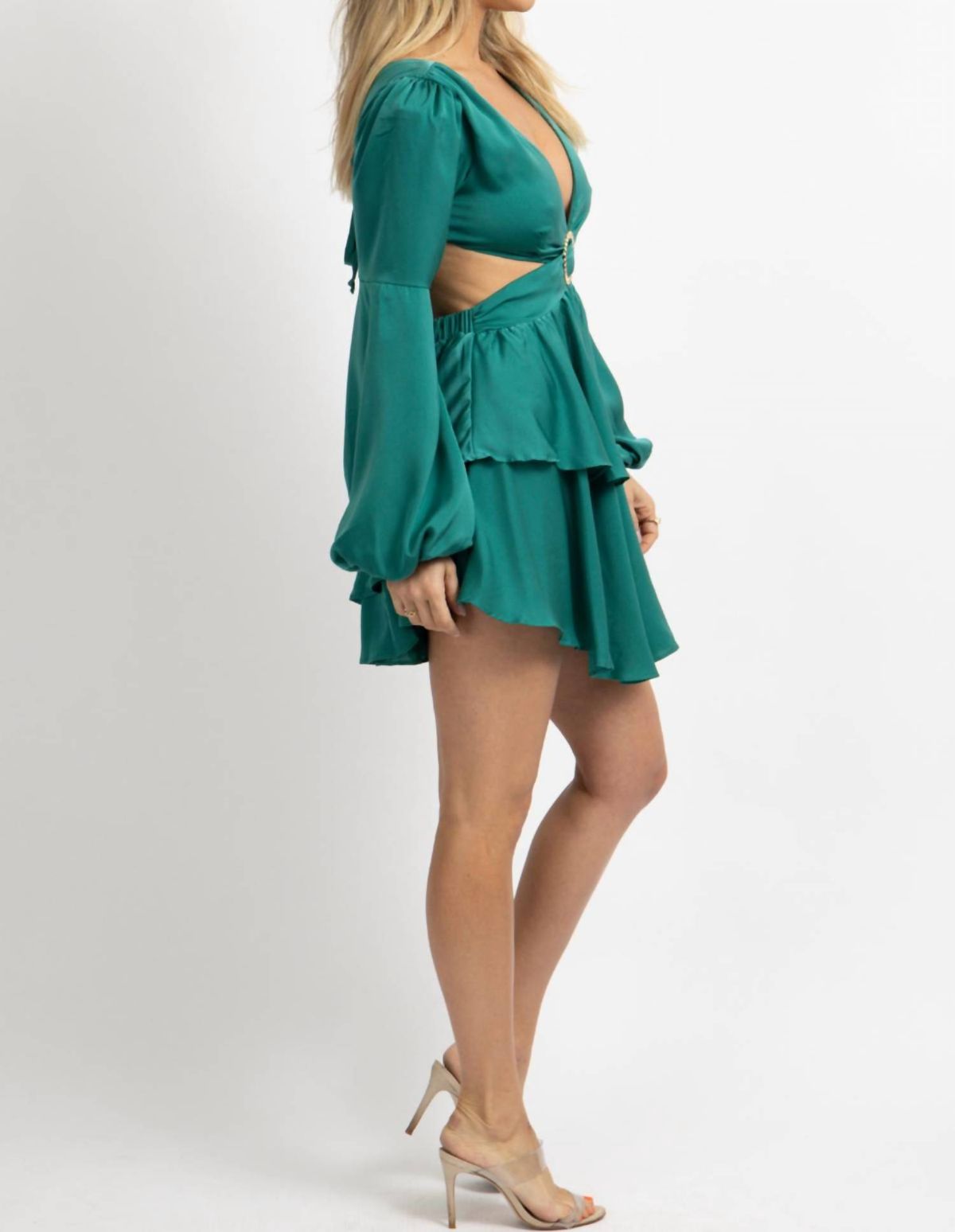 Style 1-4162628921-2901 LUXXEL Size M Long Sleeve Green Cocktail Dress on Queenly