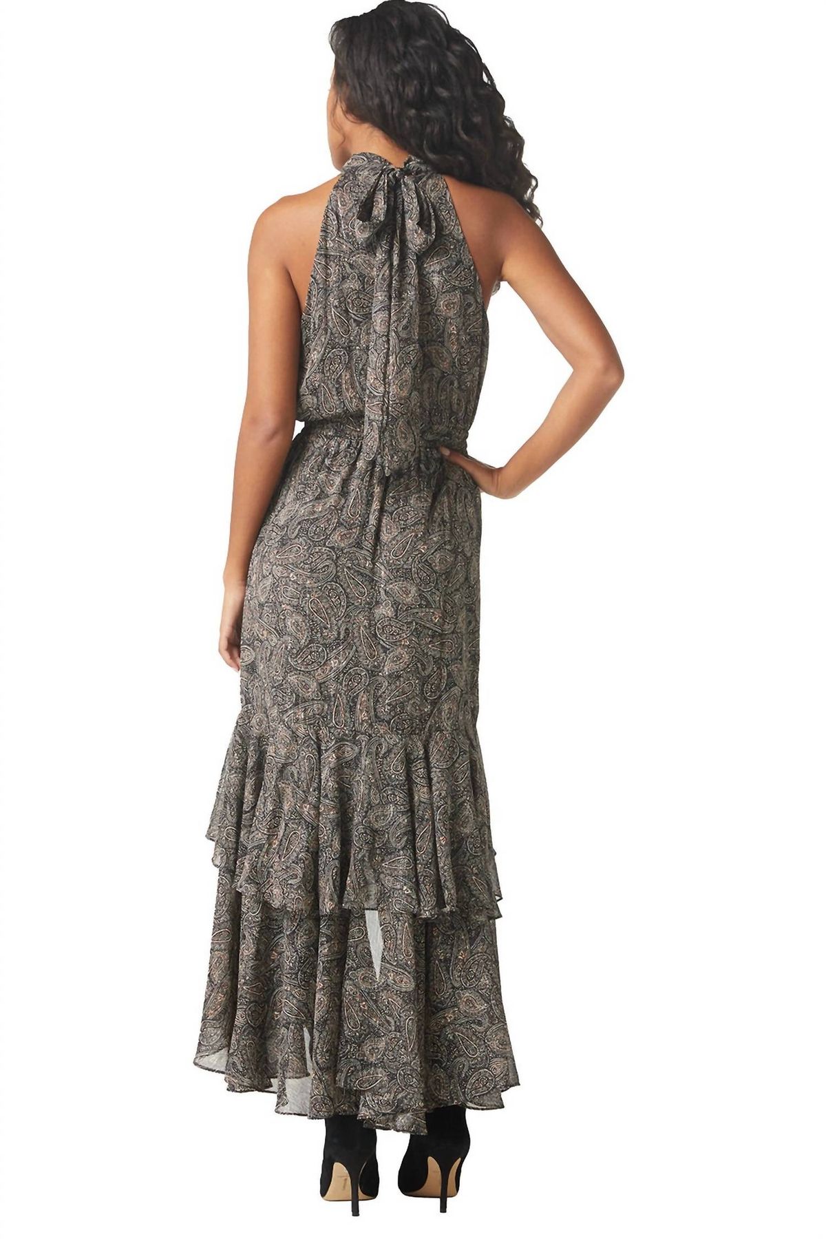 Style 1-4184714035-3236 Misa Los Angeles Size S High Neck Black Side Slit Dress on Queenly