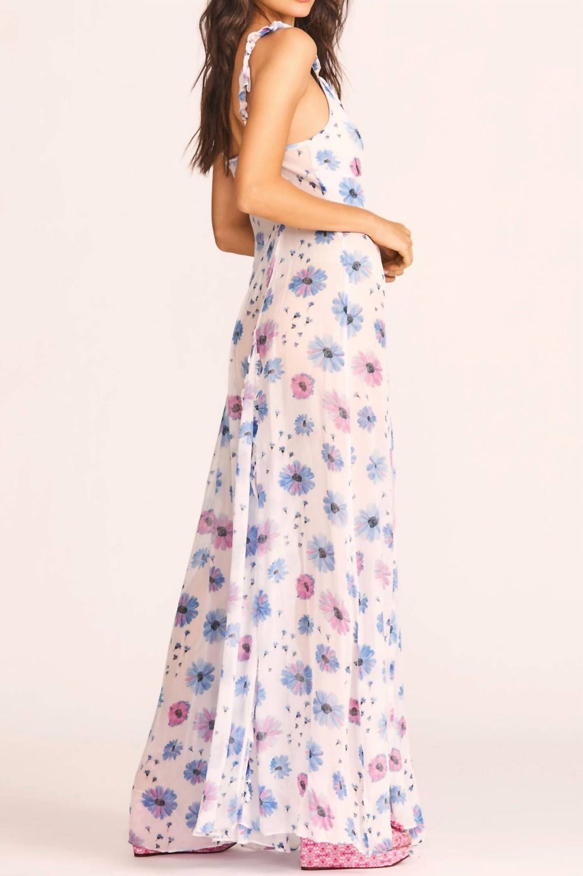 Style 1-4185530884-5 LoveShackFancy Size 0 Satin Pink Side Slit Dress on Queenly