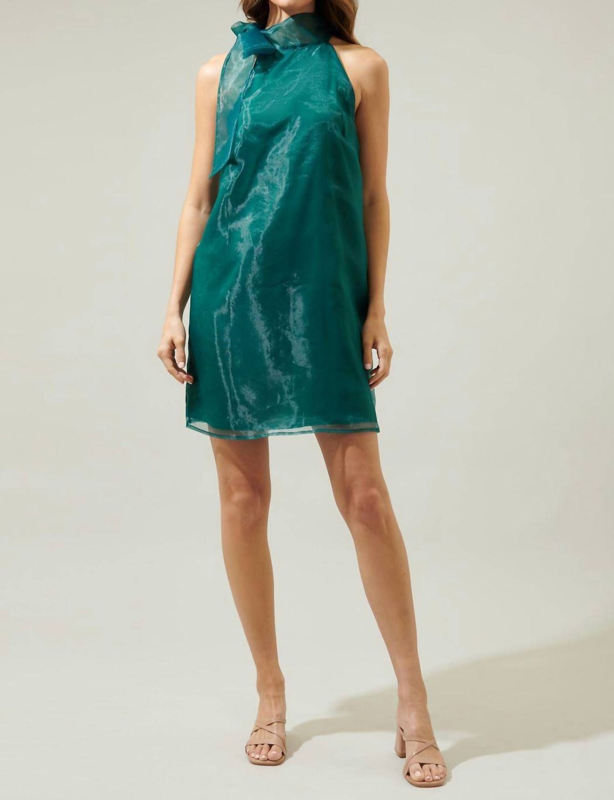 Style 1-598112468-3471 SUGARLIPS Size S Halter Emerald Green Cocktail Dress on Queenly