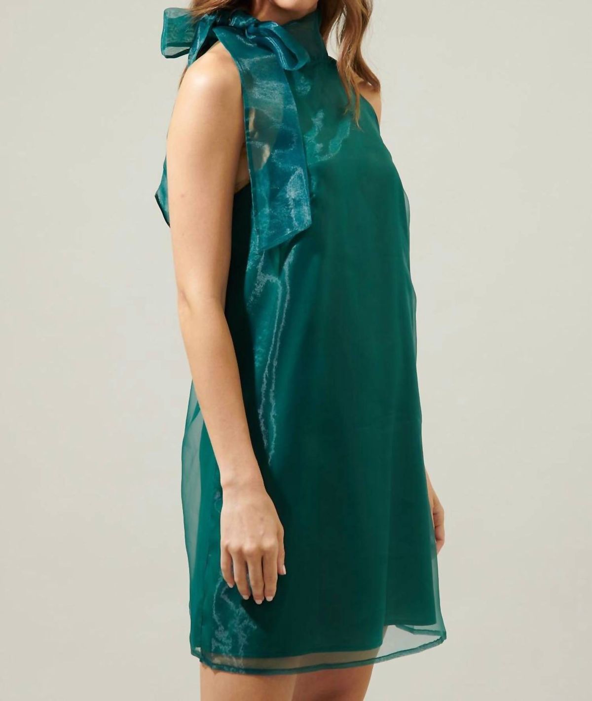 Style 1-598112468-3855 SUGARLIPS Size XS Wedding Guest Halter Emerald Green Cocktail Dress on Queenly