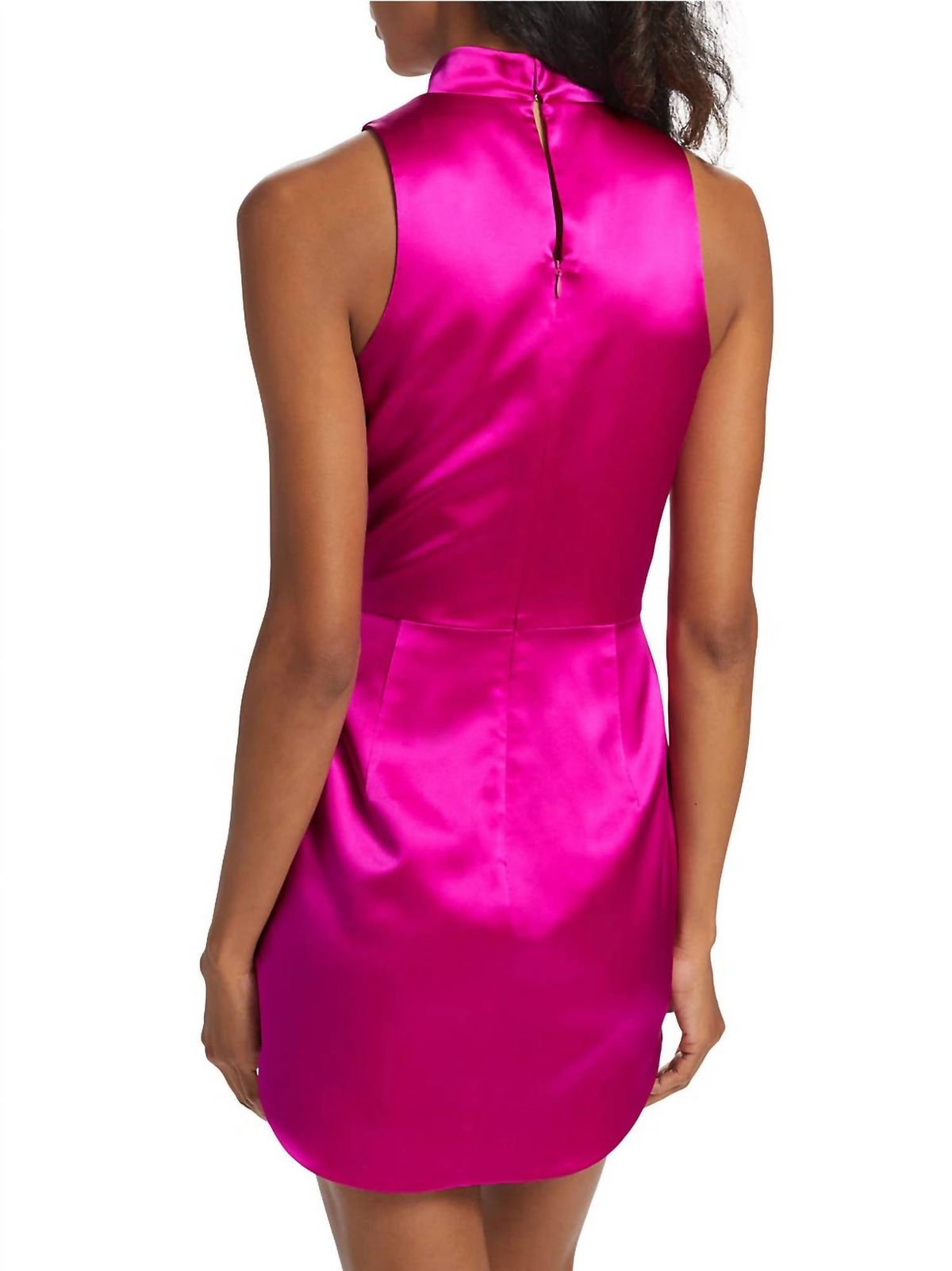 Style 1-933745099-2901 Amanda Uprichard Size M High Neck Satin Pink Cocktail Dress on Queenly