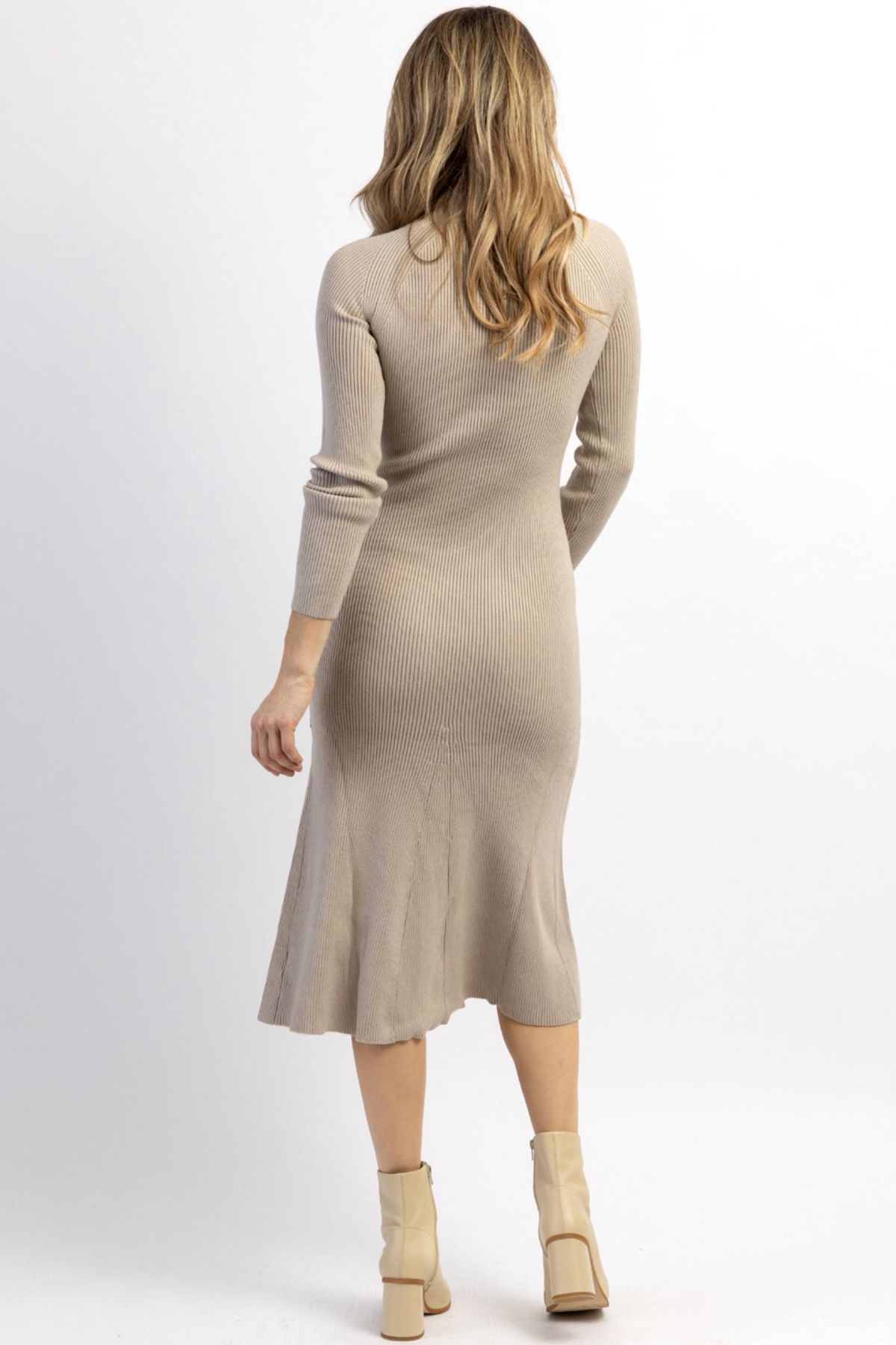 Style 1-956166398-2696 LUSH Size L Long Sleeve Nude Cocktail Dress on Queenly