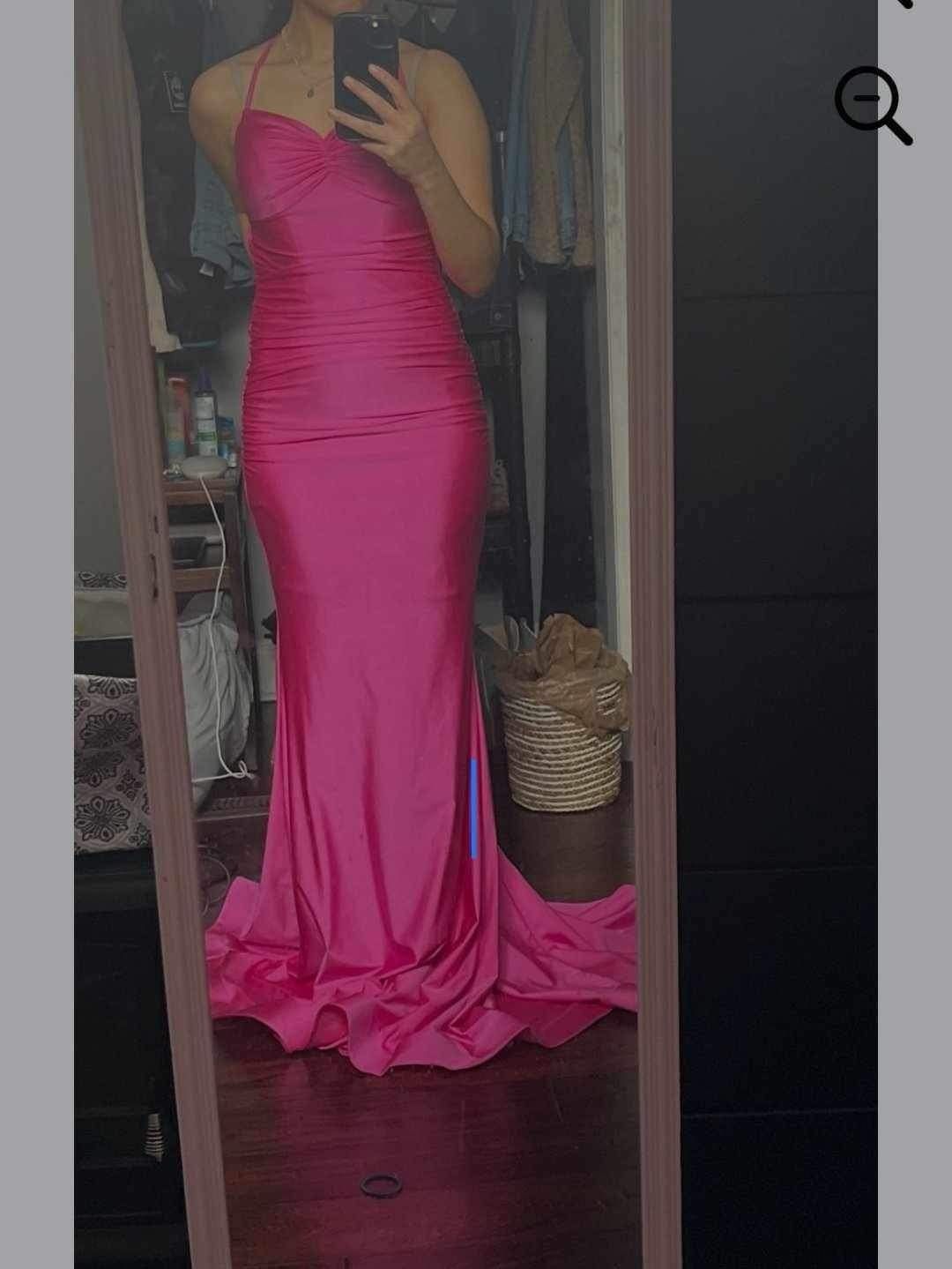 Faviana Size 0 Prom Plunge Pink Mermaid Dress on Queenly