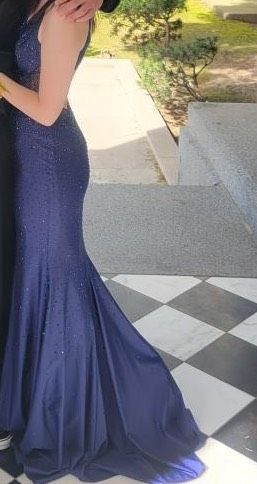 Style FA-22-S10500 Faviana Size 00 Prom Plunge Sequined Royal Blue Mermaid Dress on Queenly