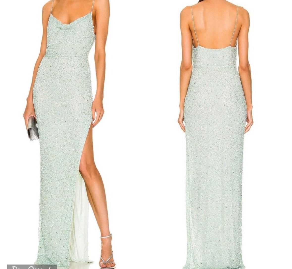 Style Loretta Gown Retrofête Loretta Gown Size L Prom Plunge Blue Side Slit Dress on Queenly