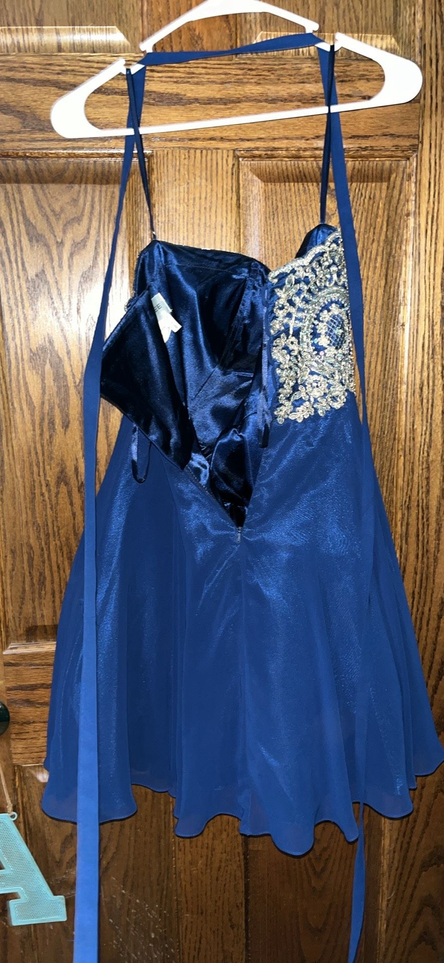 Size S Prom Strapless Lace Royal Blue Floor Length Maxi on Queenly