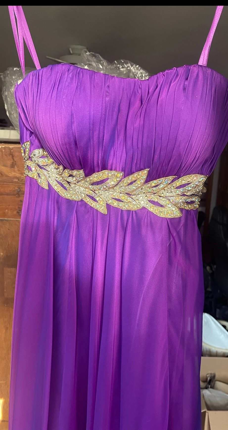 La Femme Size 0 Prom Strapless Sequined Light Purple A-line Dress on Queenly