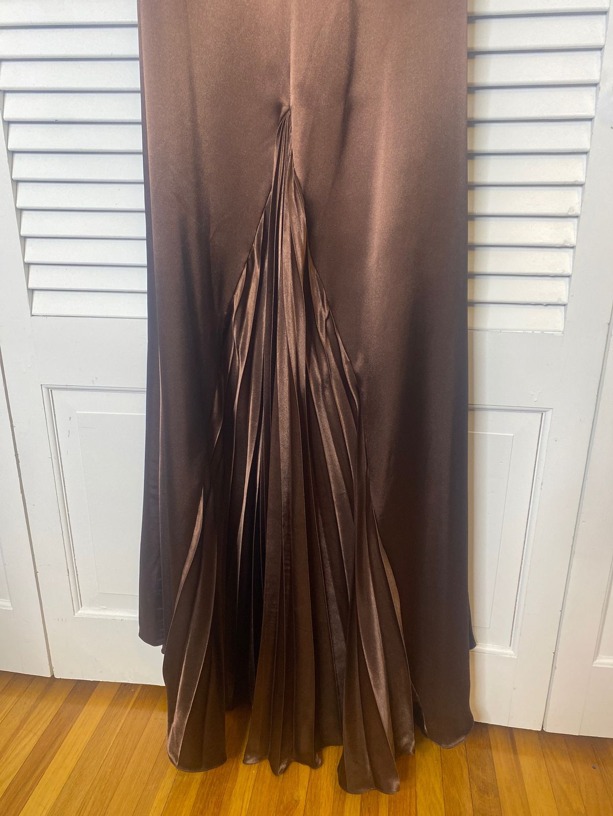 Style 5477 Night Moves Size 4 Prom Halter Sequined Brown Floor Length Maxi on Queenly