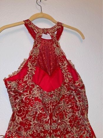 Size 8 Prom High Neck Lace Red Mermaid Dress on Queenly