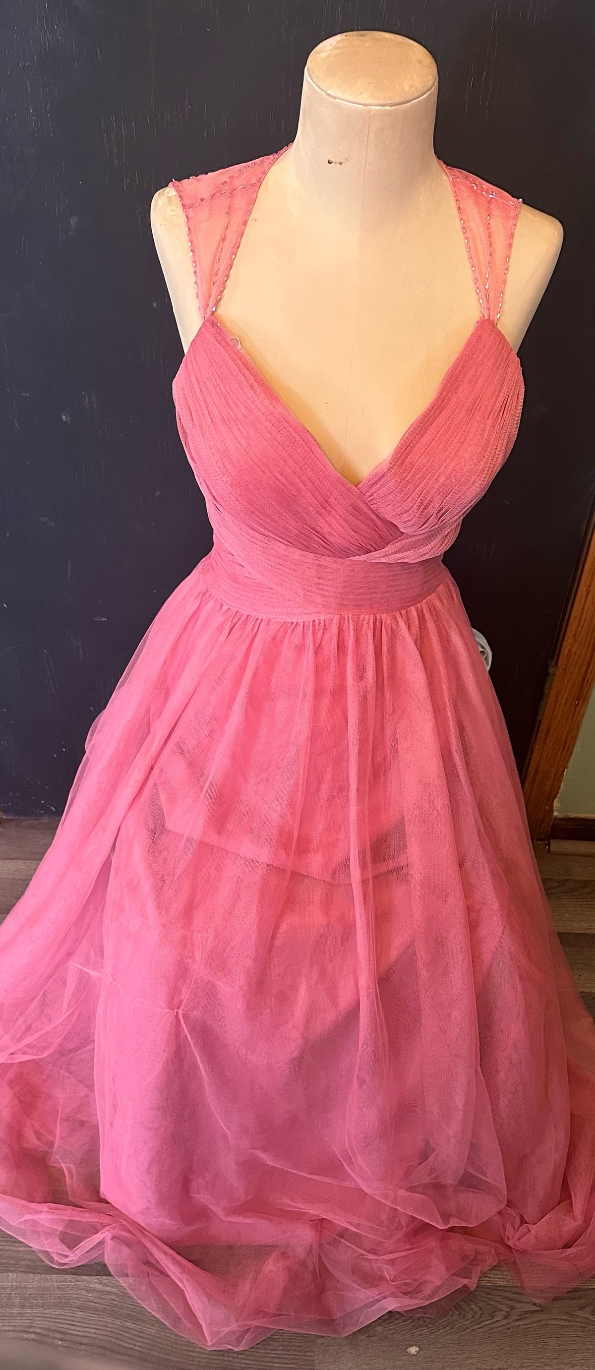 Belsolie Size 2 Prom Plunge Pink Ball Gown on Queenly
