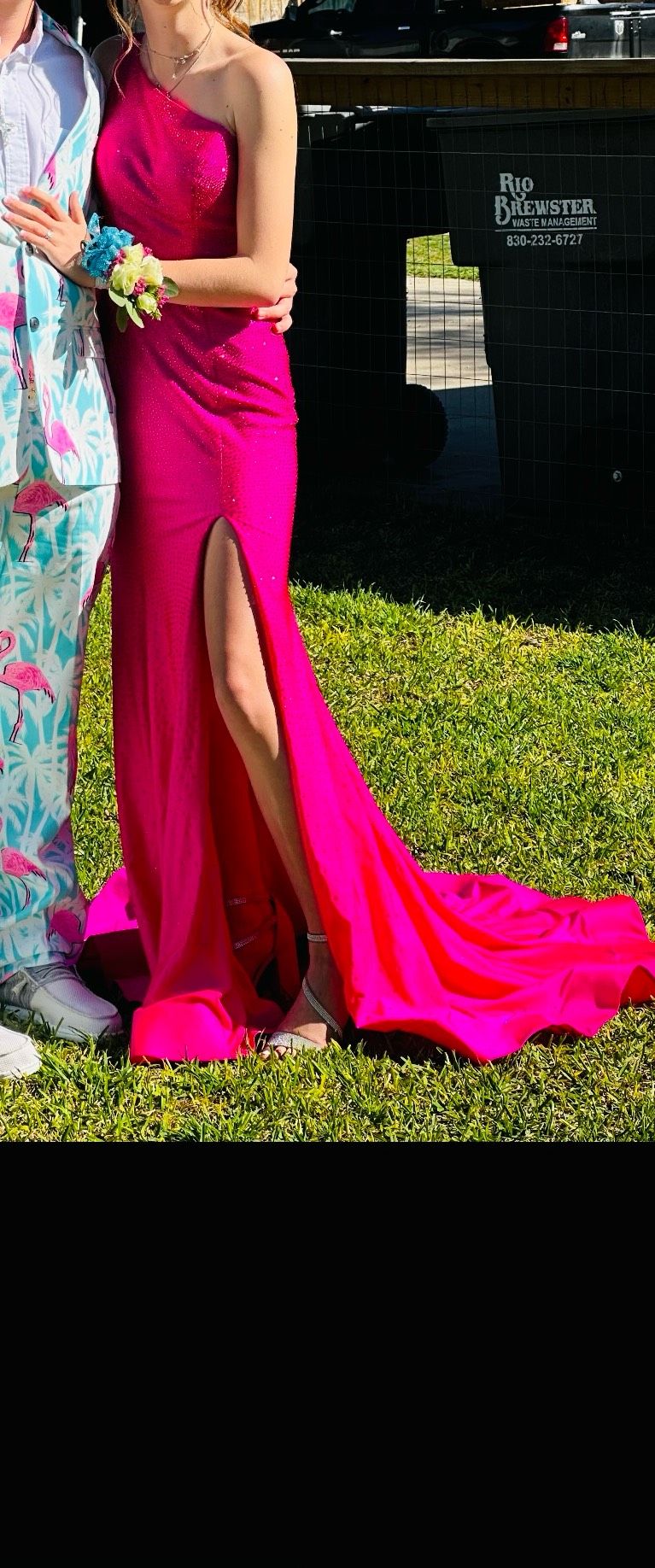 Sherri Hill Size 0 Prom One Shoulder Hot Pink Mermaid Dress on Queenly
