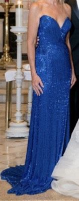 Sherri Hill Size 2 Prom Strapless Sequined Blue Side Slit Dress on Queenly
