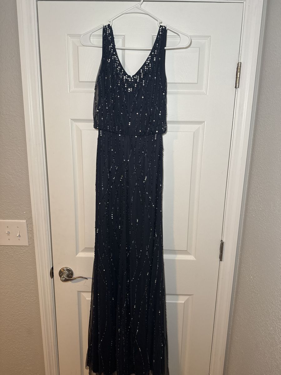 Adrianna Papell Size 4 Bridesmaid Navy Blue A-line Dress on Queenly