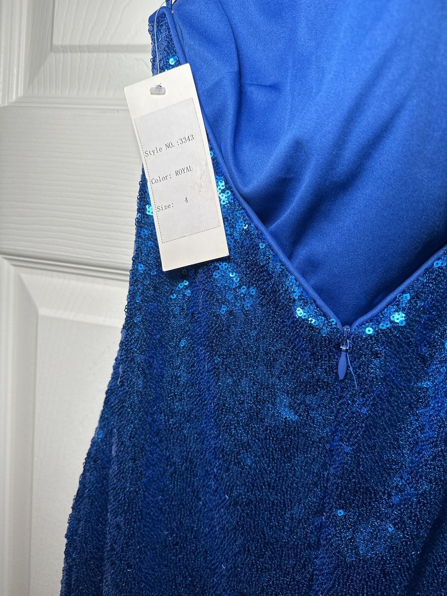 Style 3343 Swing Size 4 Homecoming High Neck Royal Blue Cocktail Dress on Queenly