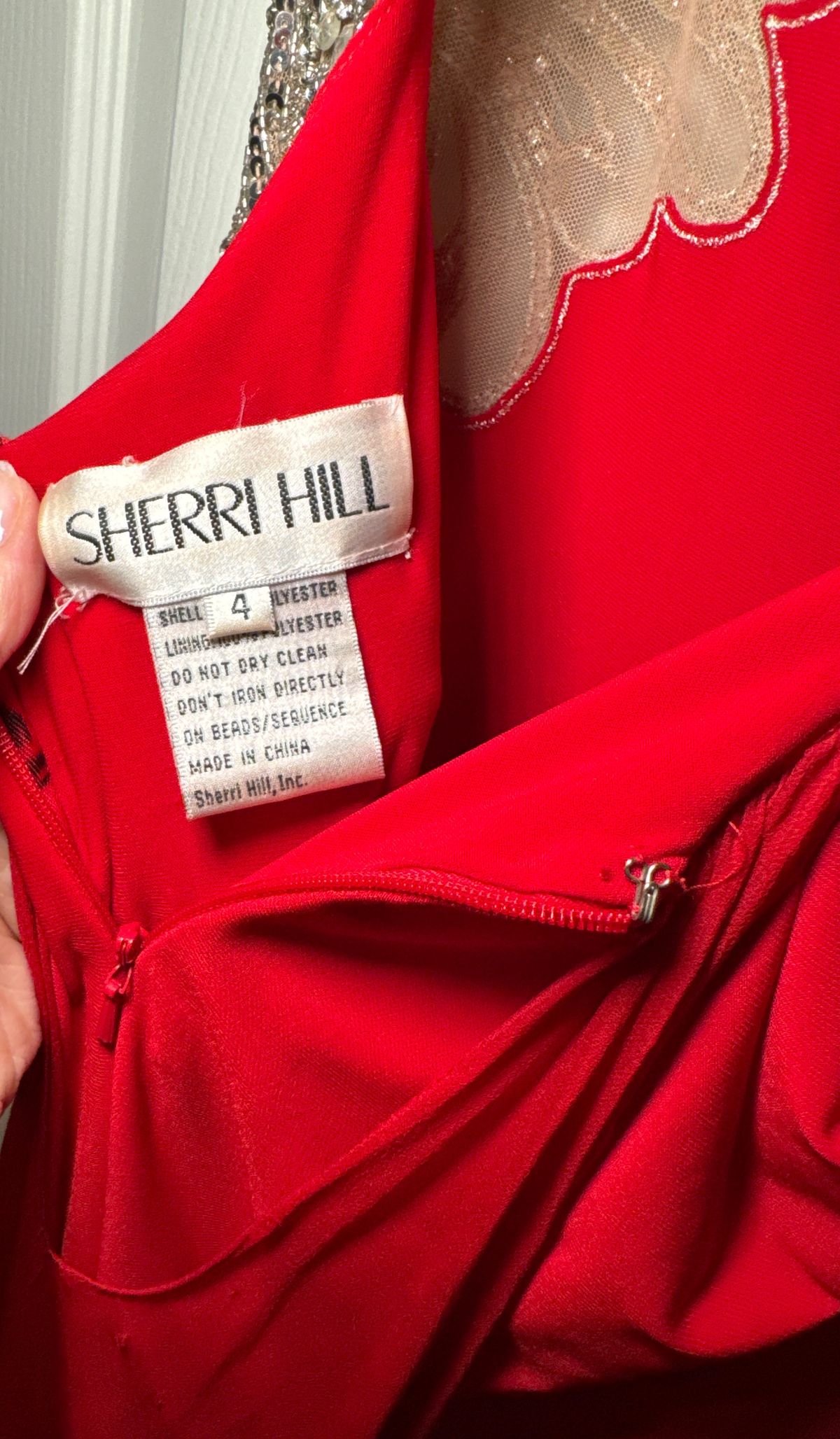 Sherri Hill Size 4 Prom High Neck Sheer Red A-line Dress on Queenly