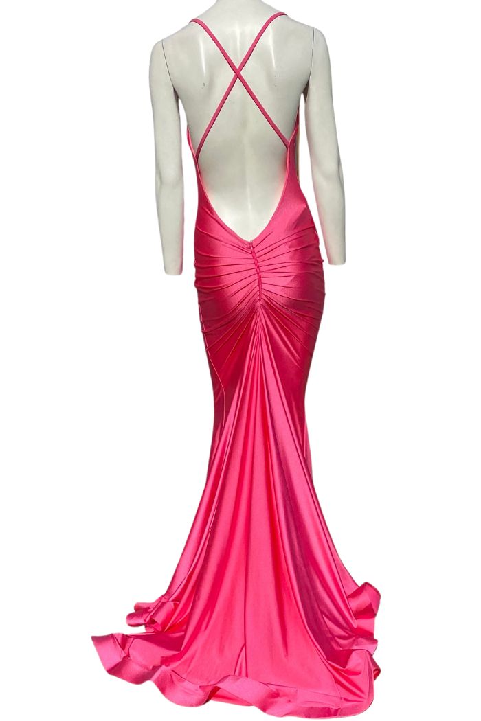 Style 636 Jessica Angel Size 0 Prom Hot Pink Floor Length Maxi on Queenly