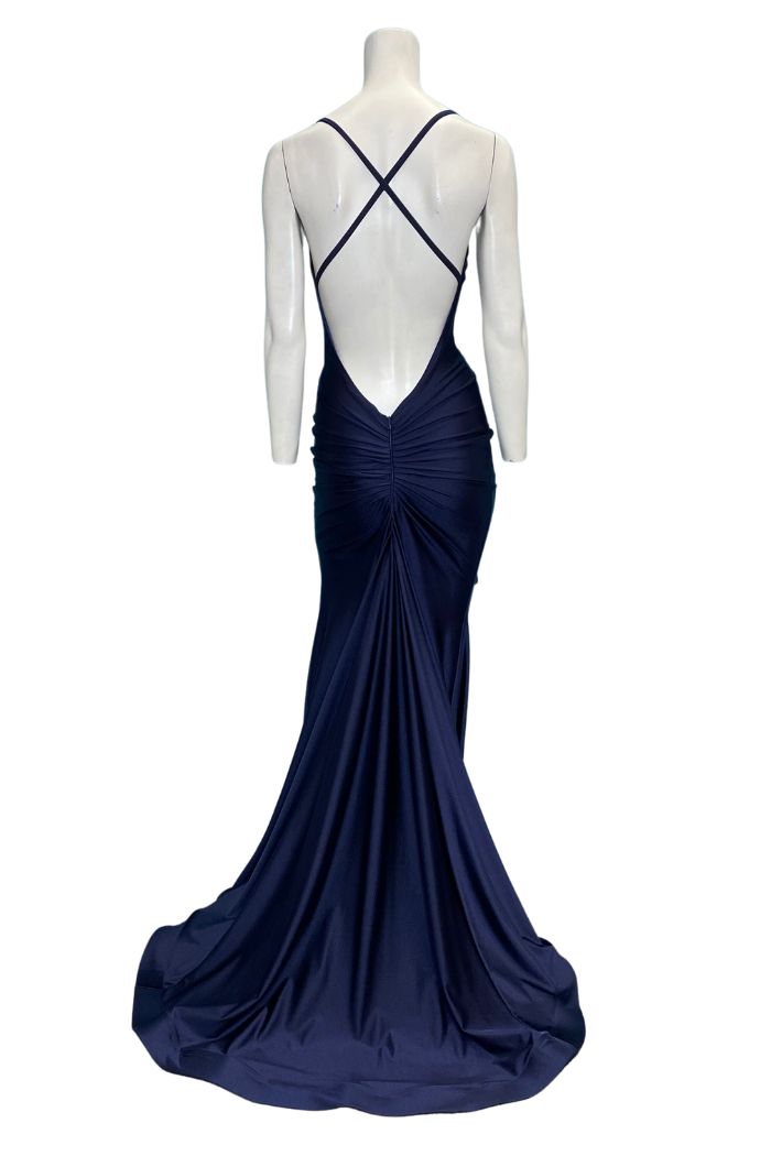 Style 636 Jessica Angel Size 0 Prom Navy Blue Floor Length Maxi on Queenly