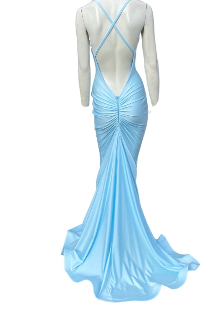 Style 636 Jessica Angel Size 0 Prom Light Blue Floor Length Maxi on Queenly
