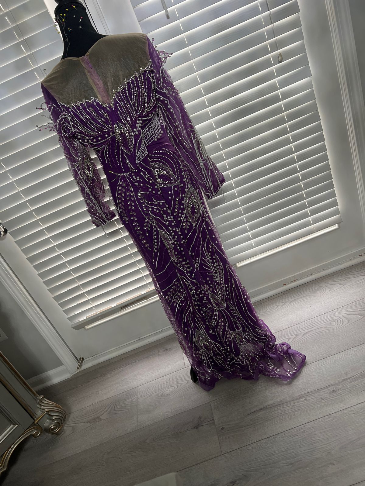 Size 14 Long Sleeve Purple Side Slit Dress on Queenly