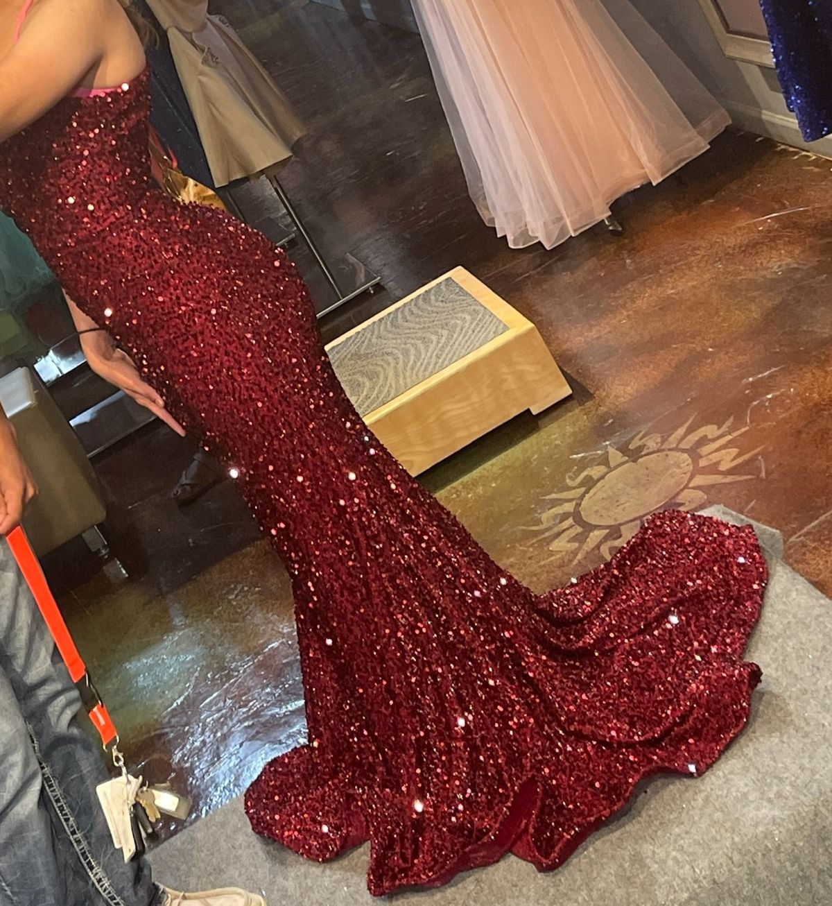 Cinderella Divine Size 4 Prom Strapless Burgundy Red Mermaid Dress on Queenly
