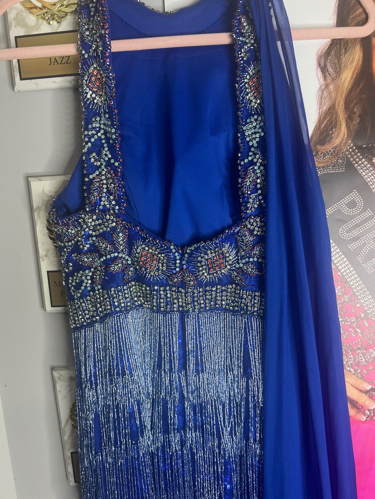 Size 0 Pageant Halter Blue Cocktail Dress on Queenly
