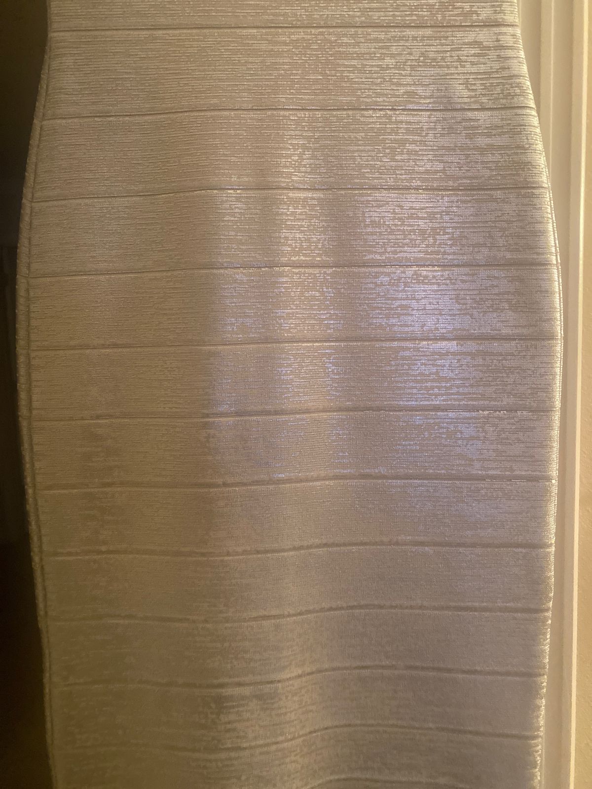 Herve Leger Size S Homecoming Plunge Silver Cocktail Dress on Queenly