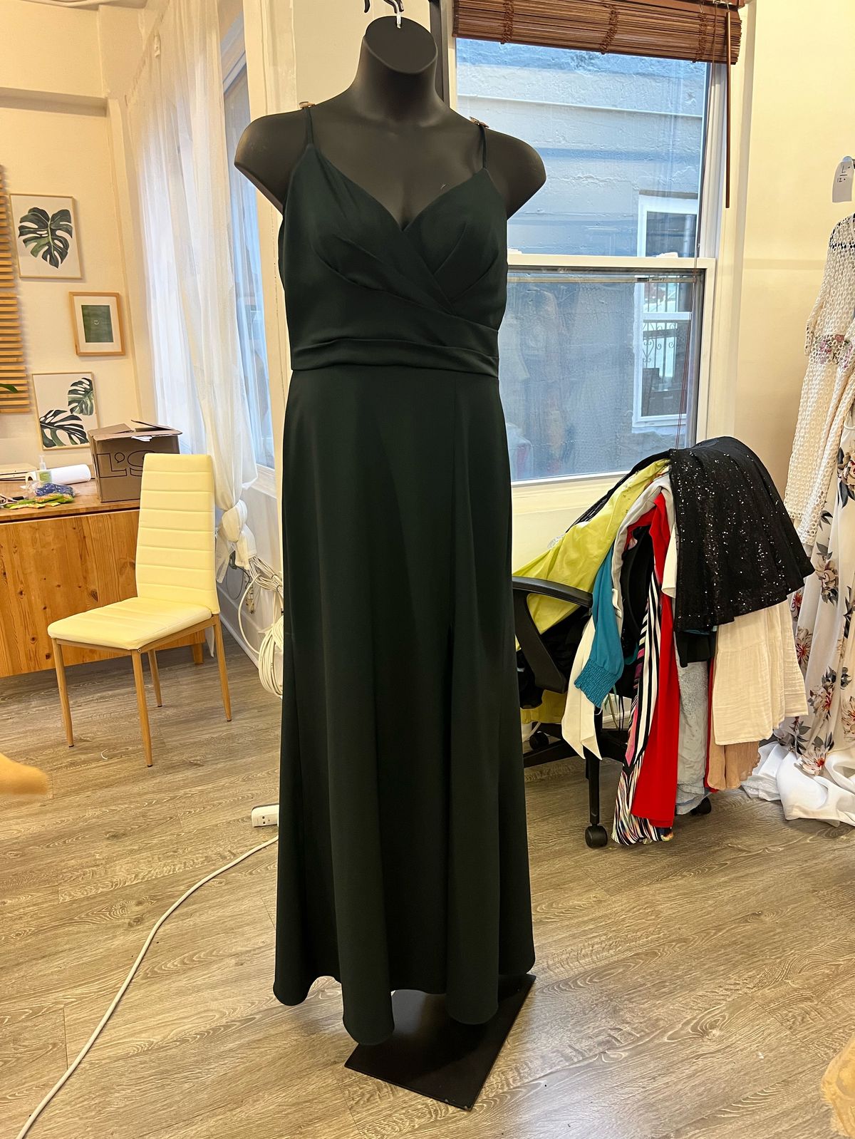 Style 2019 Bari Jay Plus Size 16 Prom Plunge Green Side Slit Dress on Queenly