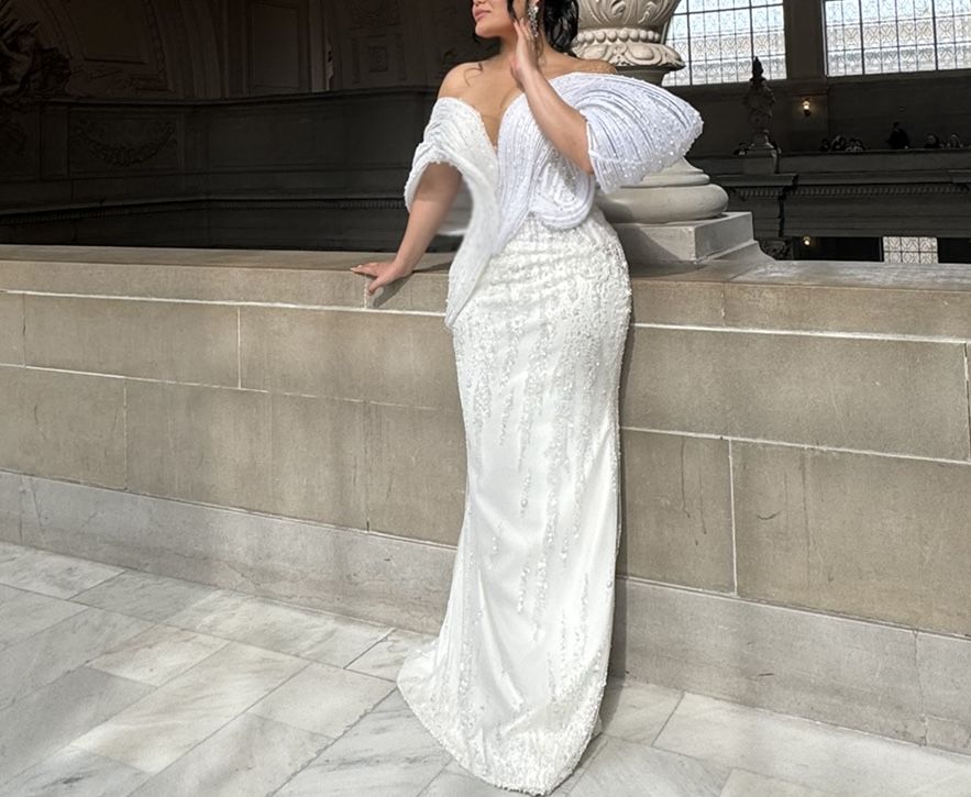 Custom design Size 8 White Mermaid Dress on Queenly