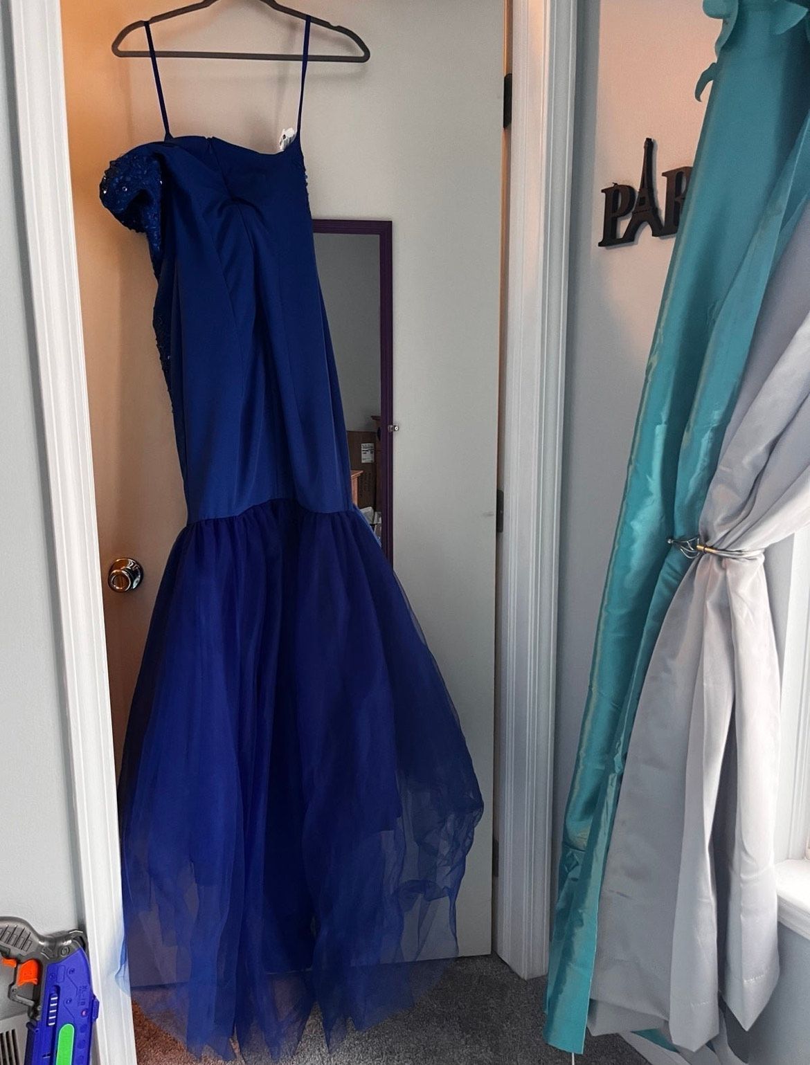 Sherri Hill Size 0 Prom One Shoulder Blue Mermaid Dress on Queenly