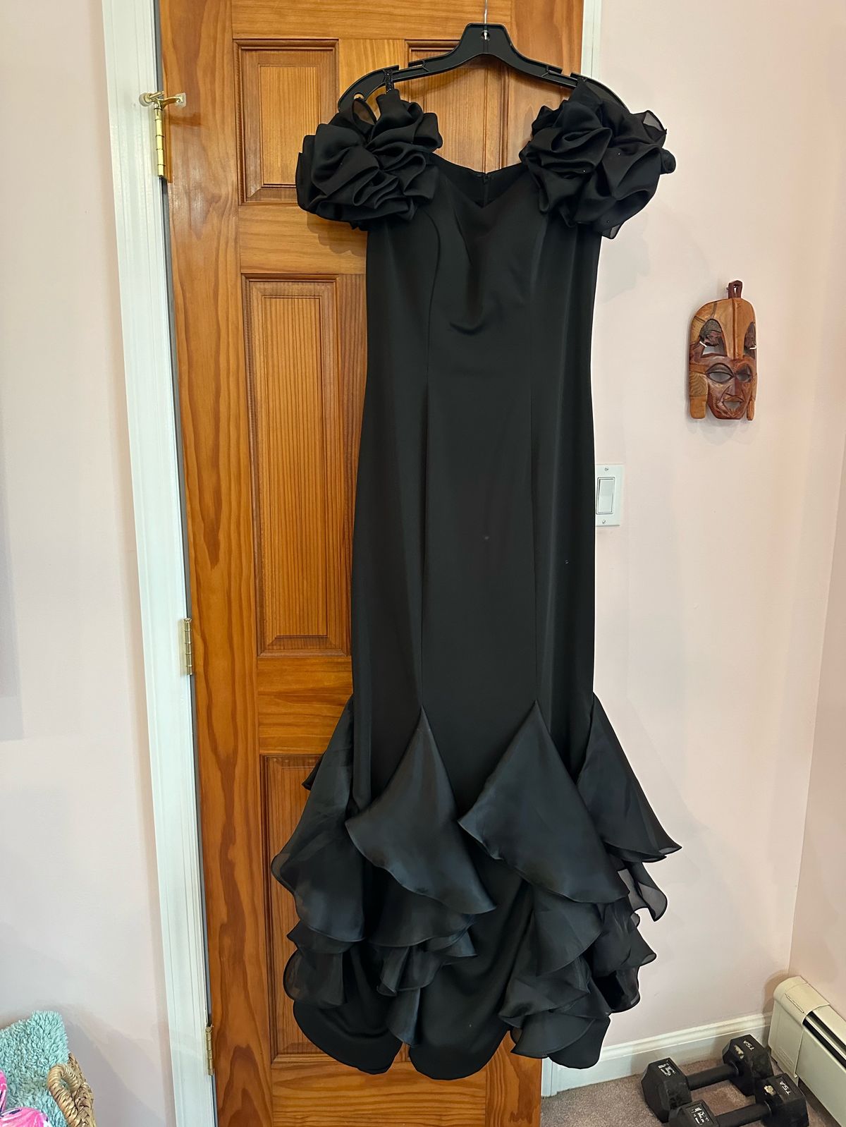 Omni couture Size 8 Cap Sleeve Black Mermaid Dress on Queenly
