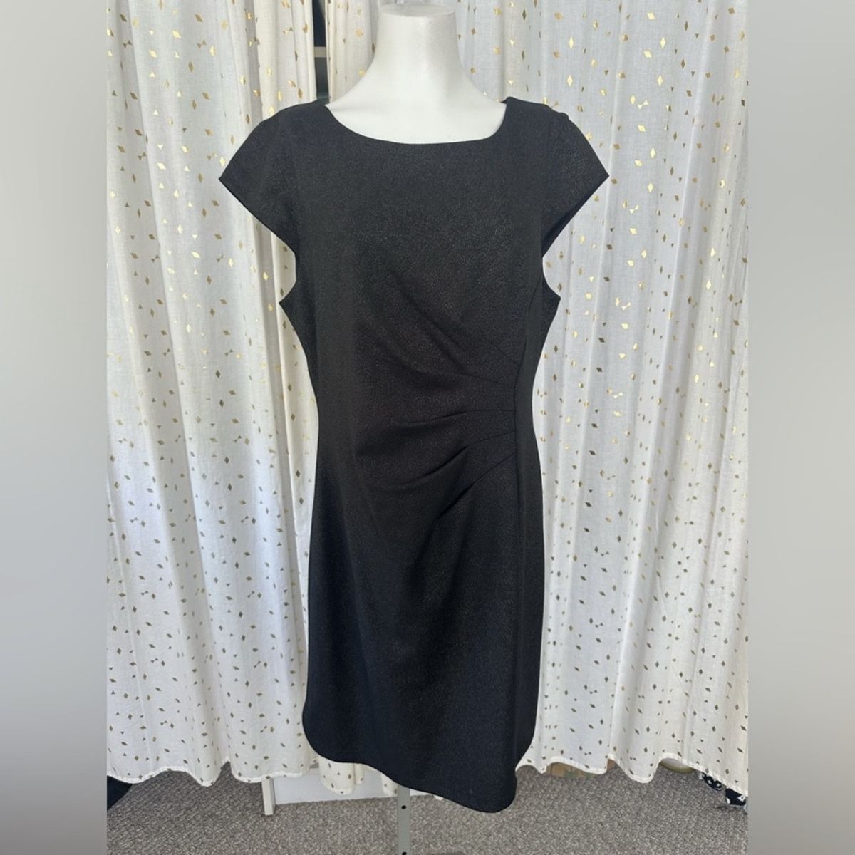 Boston Proper Size L Cap Sleeve Black Cocktail Dress on Queenly
