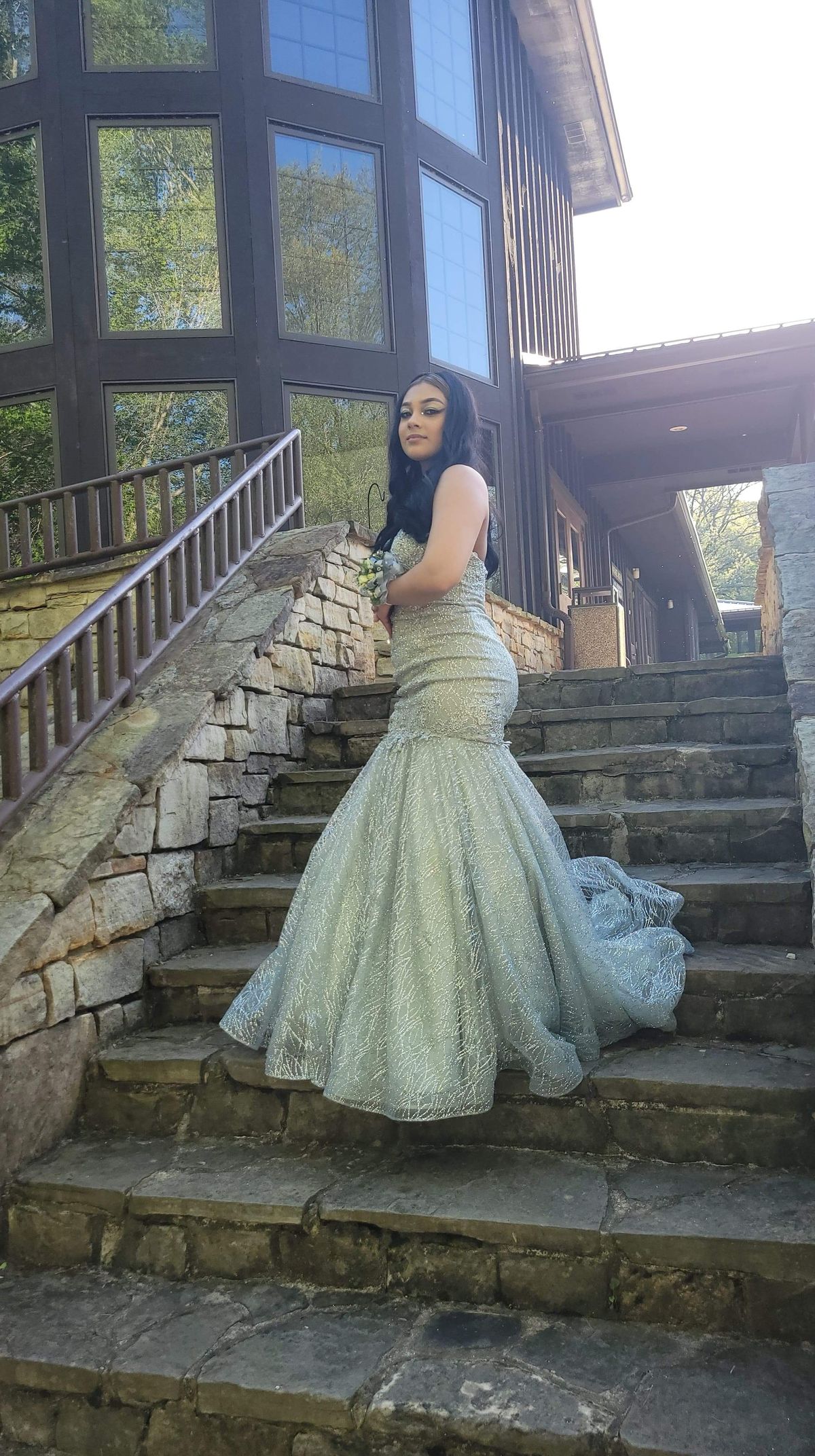 Size 0 Prom Strapless Silver Mermaid Dress on Queenly
