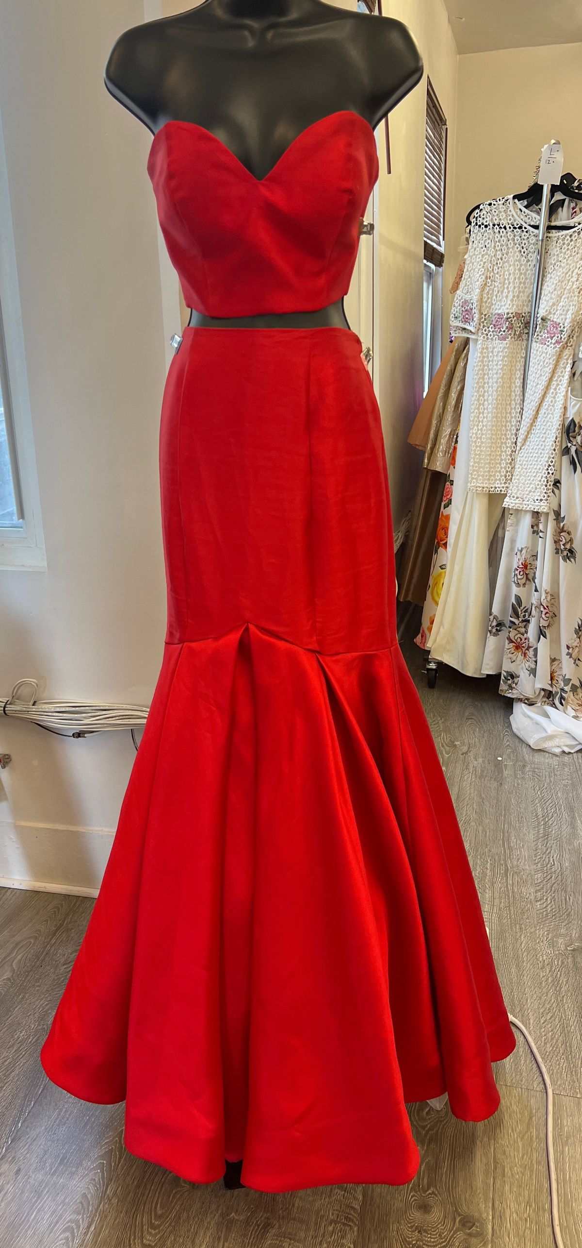 Style 20060 Rachel Allan Size M Prom Strapless Red Mermaid Dress on Queenly