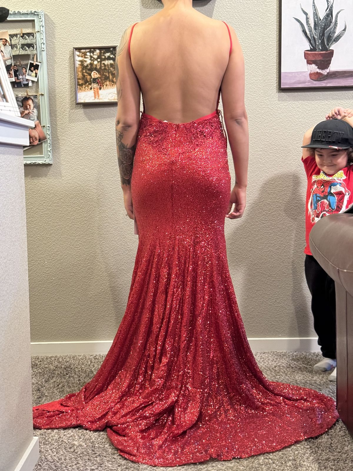 Style PS21237 Portia and Scarlett Size 6 Red Mermaid Dress on Queenly