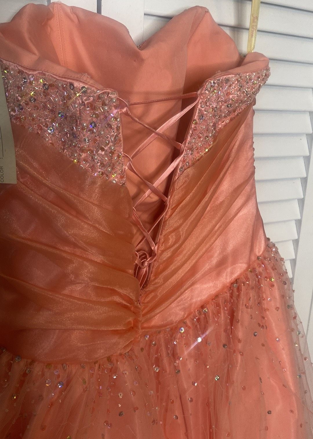 Style 6066 JOLI Prom Size 14 Prom Strapless Coral Ball Gown on Queenly
