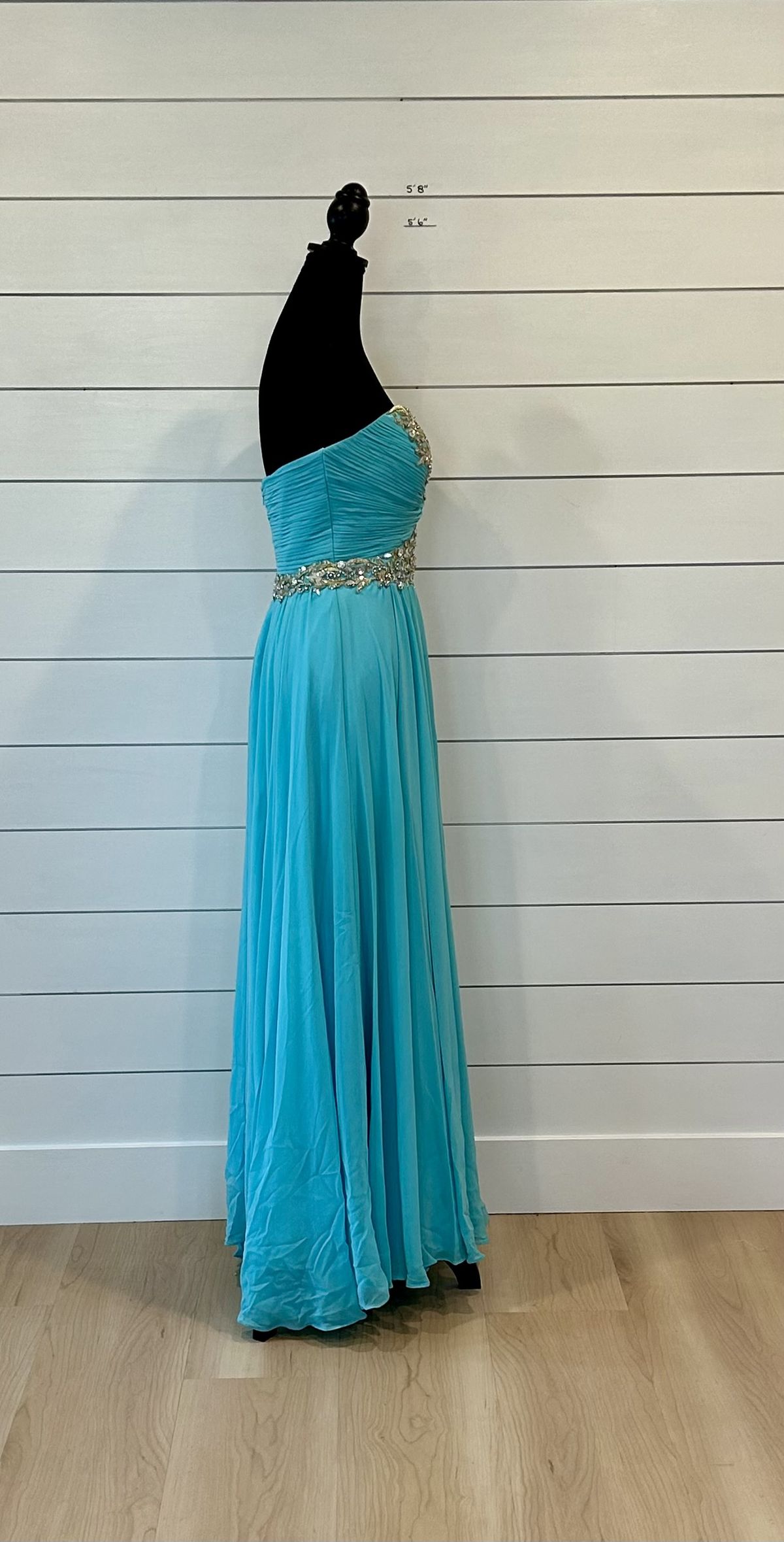 Sherri Hill Size 6 Prom Sheer Blue A-line Dress on Queenly