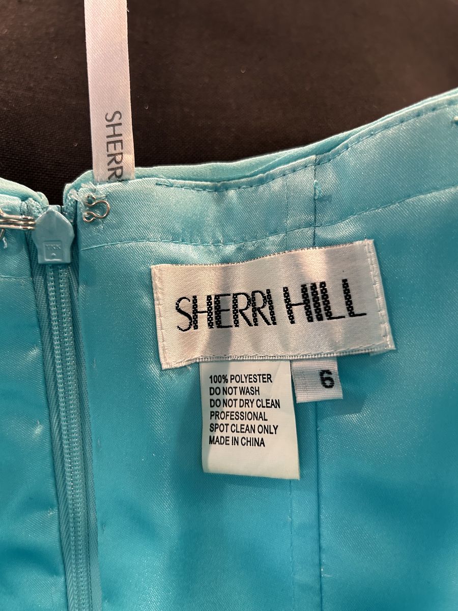 Sherri Hill Size 6 Prom Sheer Blue A-line Dress on Queenly