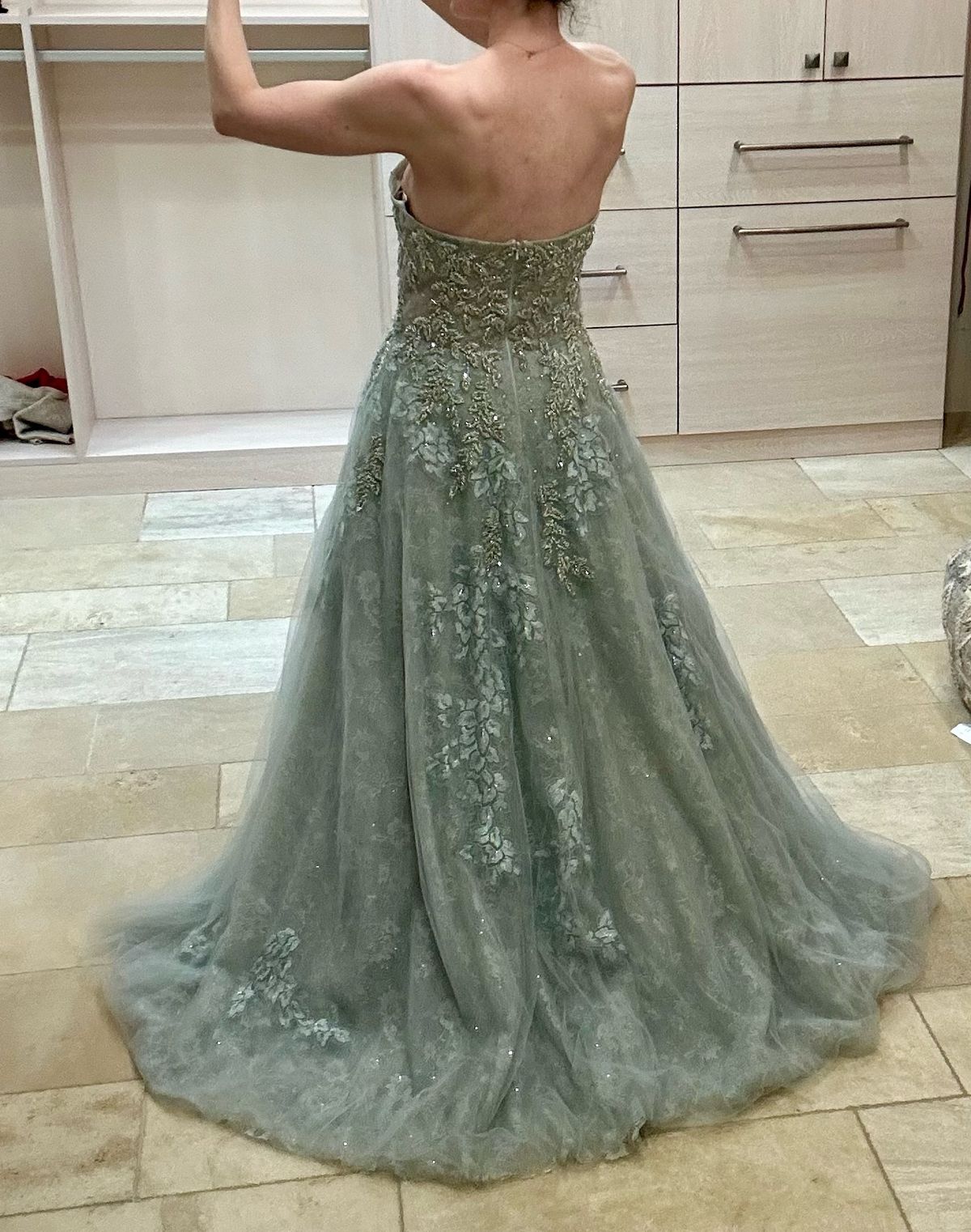 Mac Duggal Size 4 Strapless Blue Ball Gown on Queenly