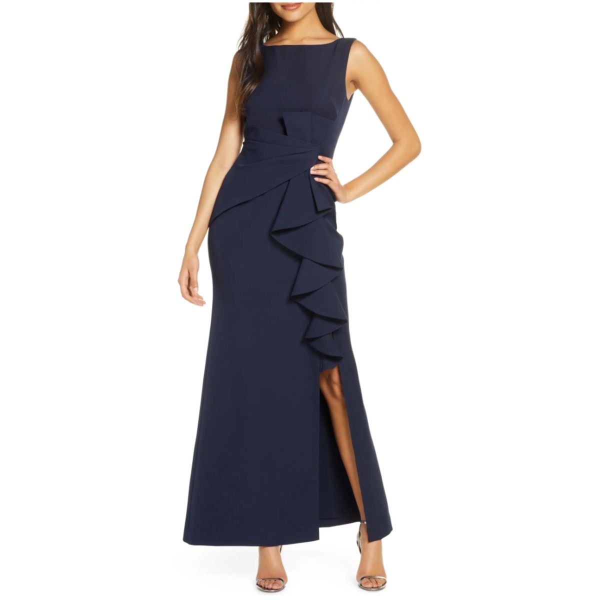 Eliza J Size 14 Navy Blue Side Slit Dress on Queenly
