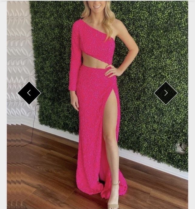 Size 8 Prom One Shoulder Pink Side Slit Dress on Queenly