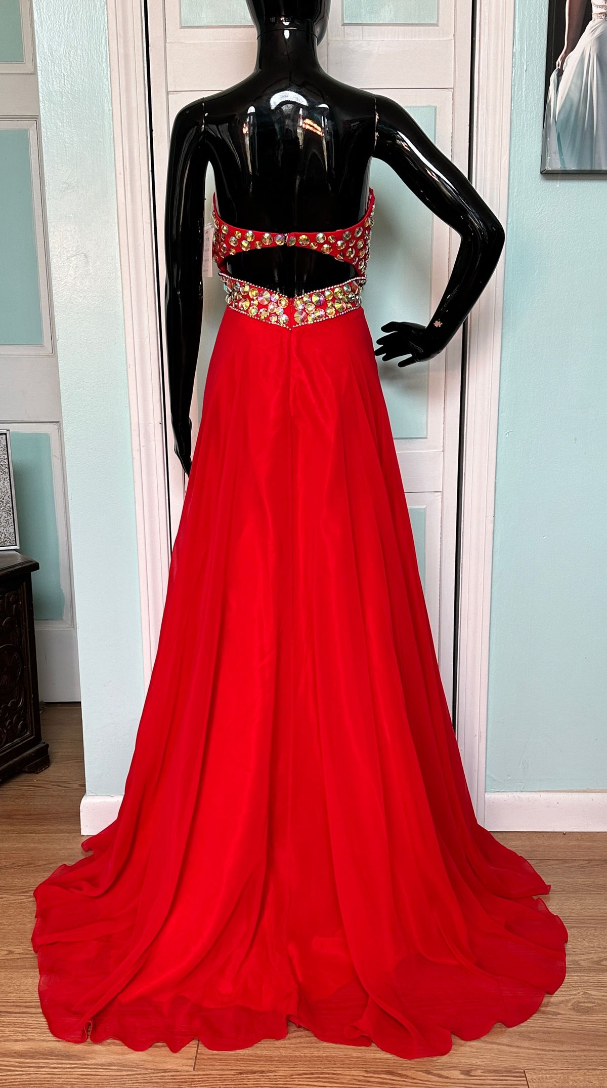Style 9720 Blush Prom Size 8 Prom Strapless Red A-line Dress on Queenly