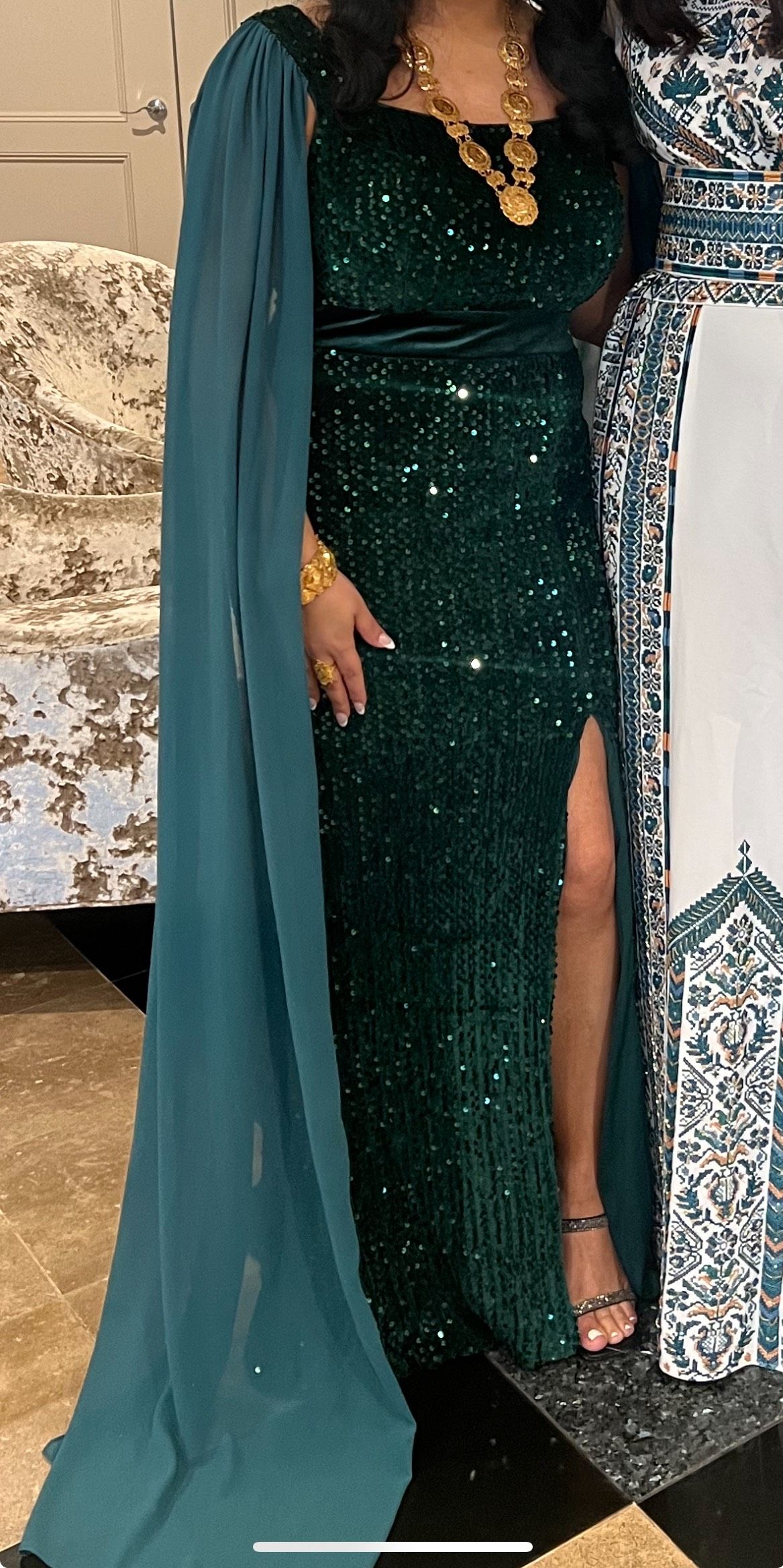 Size M Green Side Slit Dress on Queenly