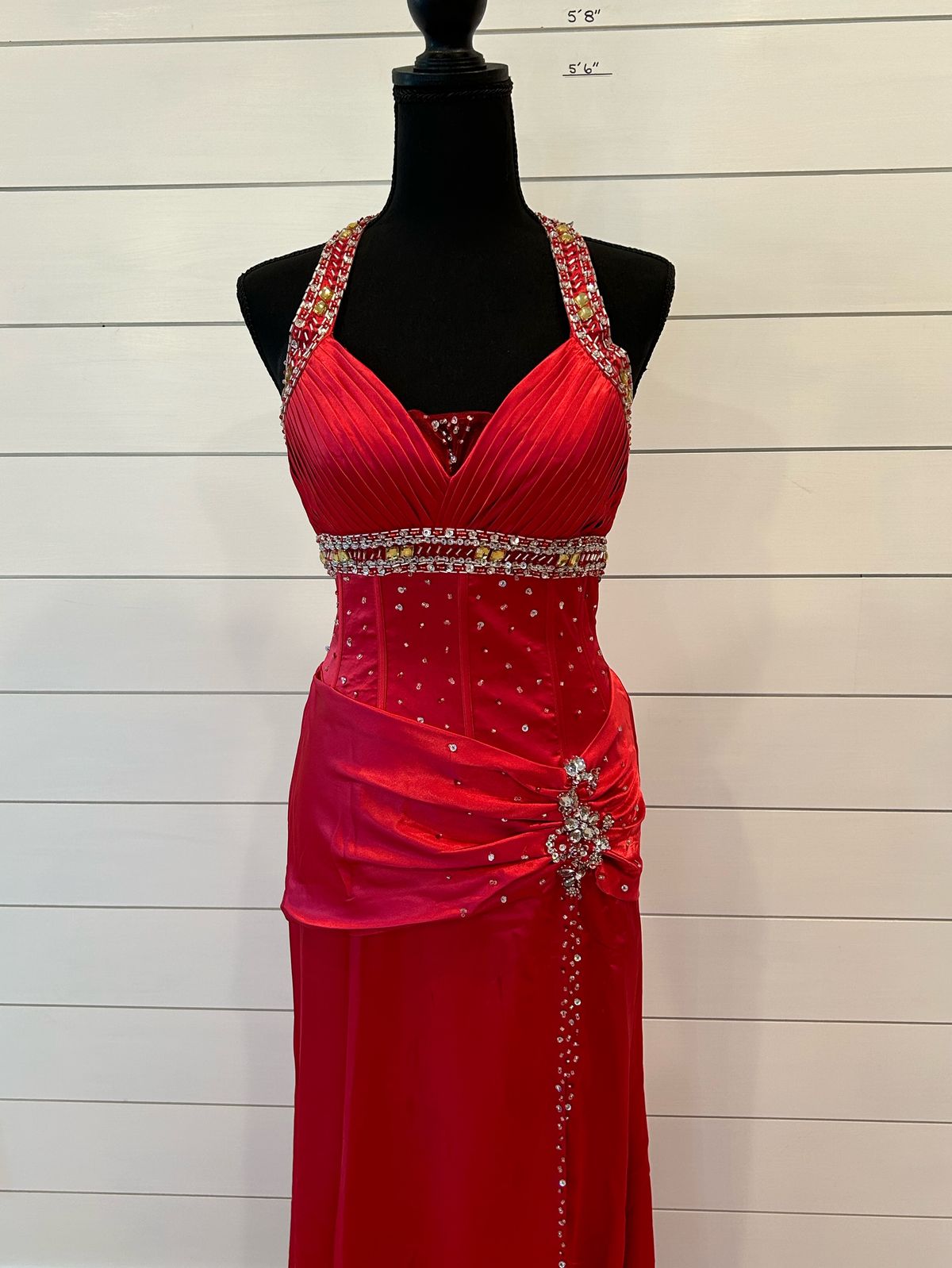 Let’s Size XS Prom Halter Red Mermaid Dress on Queenly