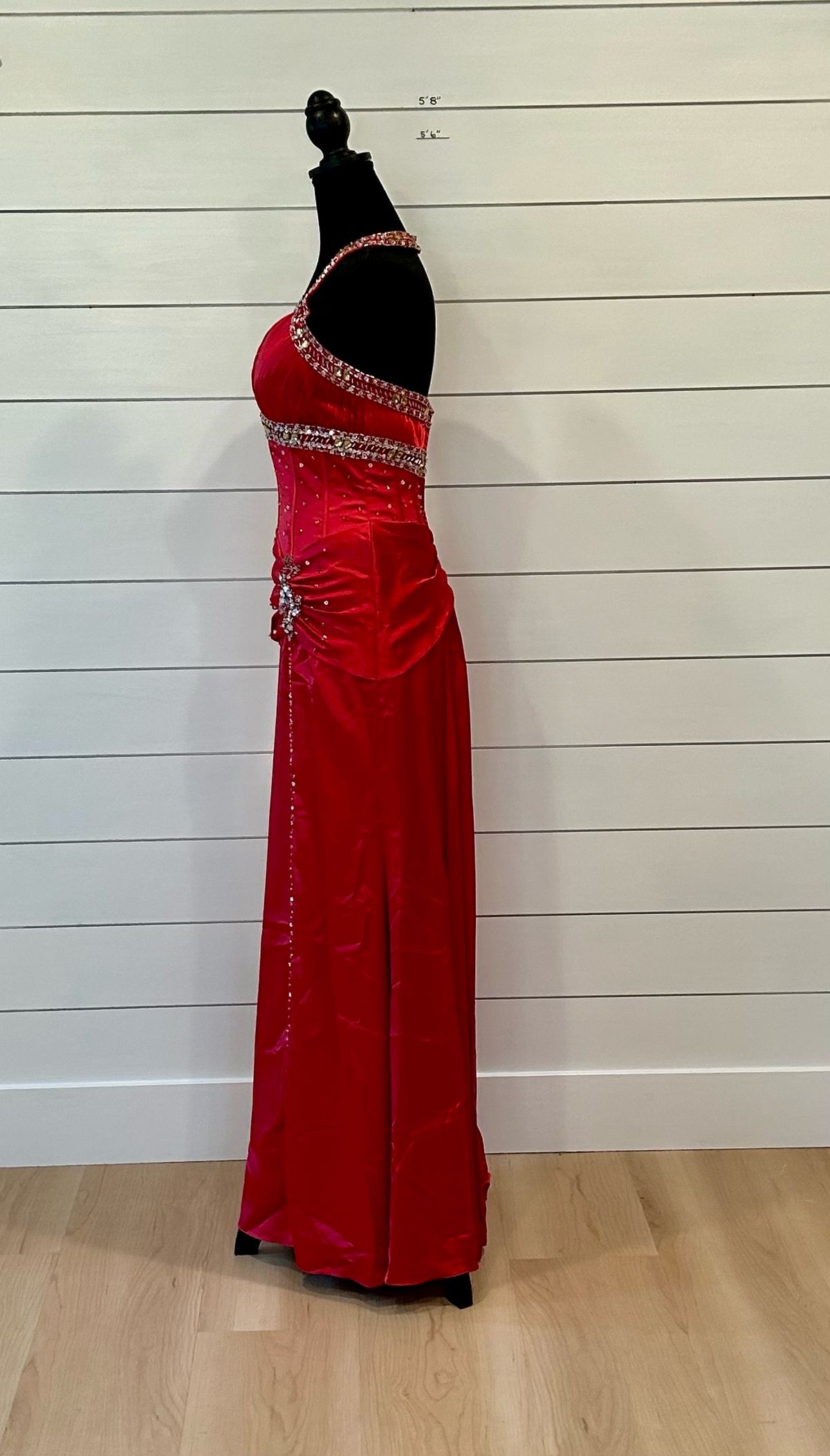 Let’s Size XS Prom Halter Red Mermaid Dress on Queenly