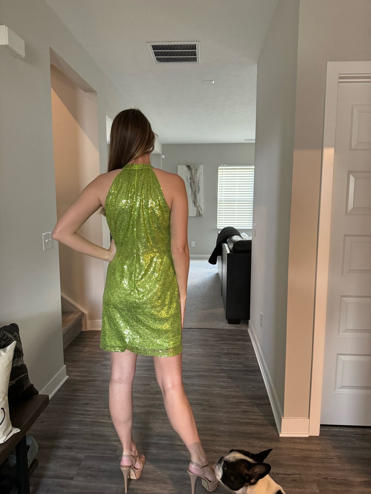 Marc Defang Size 4 High Neck Green Cocktail Dress on Queenly