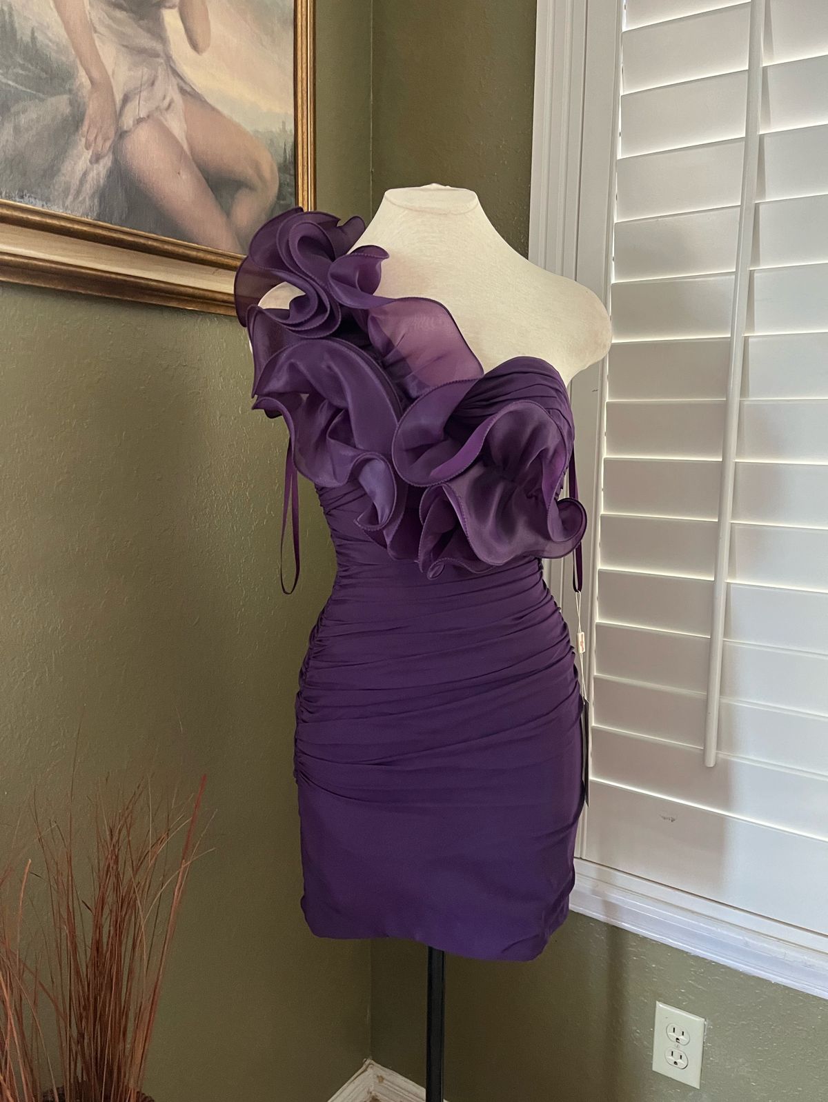 Cinderella Divine Size XS Wedding Guest Strapless Purple Cocktail Dress on Queenly