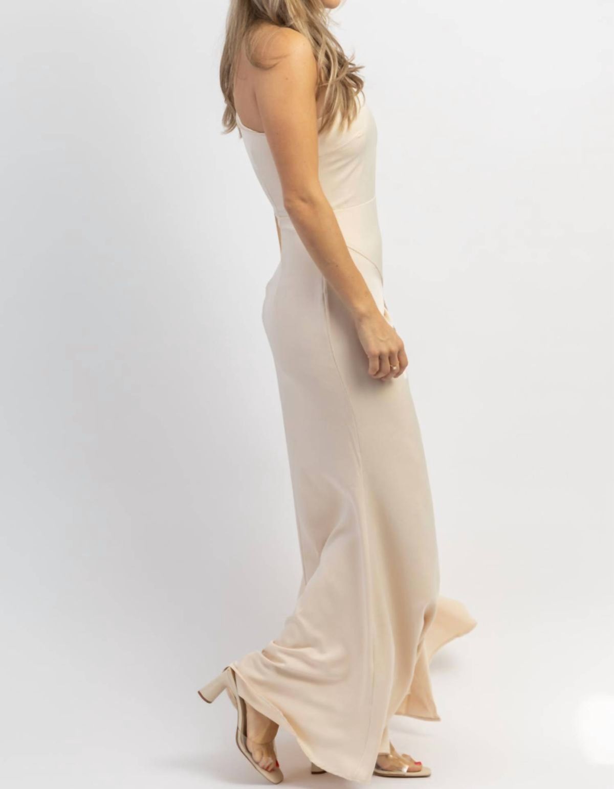 Style 1-1026497073-2696 LENA Size L One Shoulder White Floor Length Maxi on Queenly