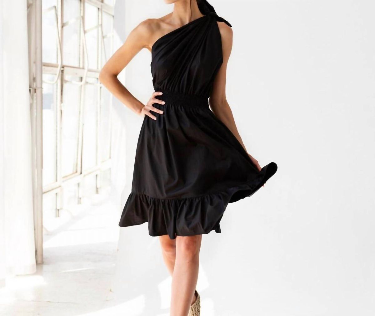 Style 1-1261298100-3236 MONICA NERA Size S Satin Black Cocktail Dress on Queenly